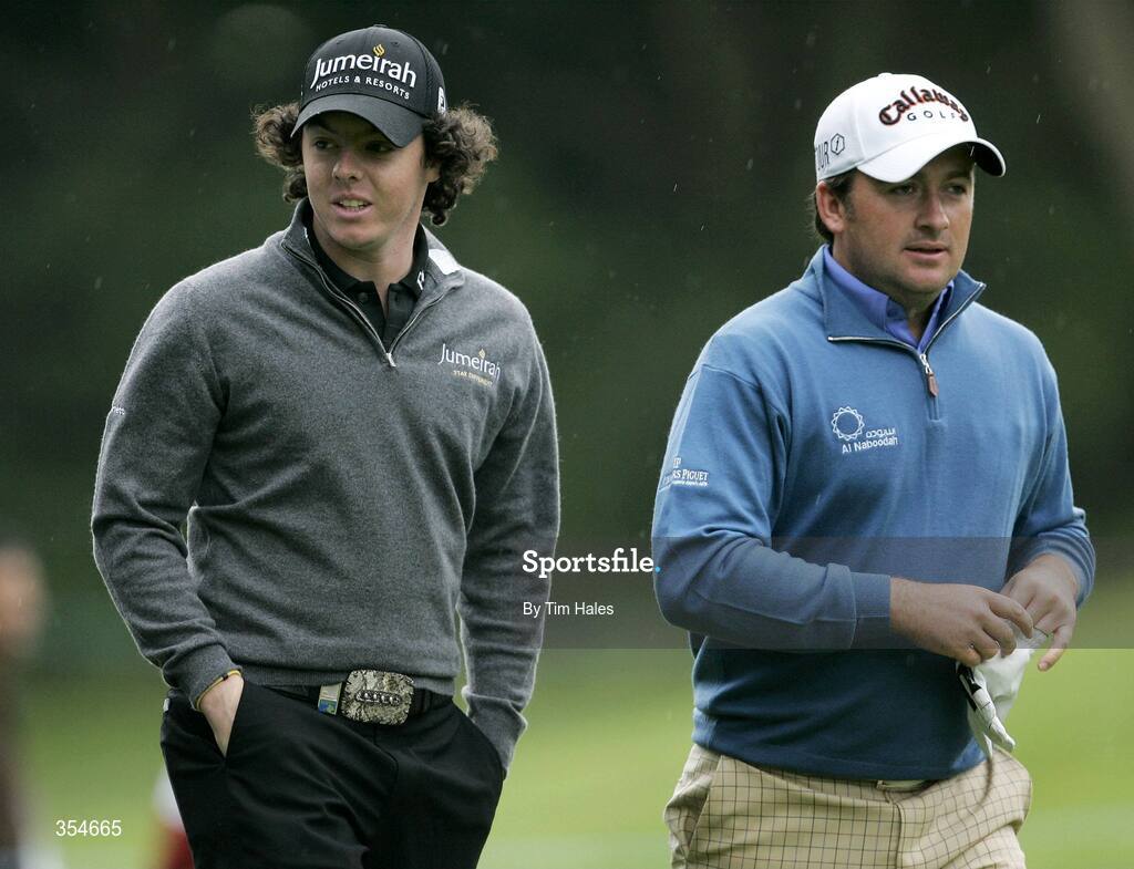 21 May 2009; Northern Ireland's Rory McIlroy, left, and Graeme McDowell during round 1 of the BMW PGA Championship. Wentworth Golf Club, Virginia Water, Surrey, England. Picture credit: Tim Hales / SPORTSFILE