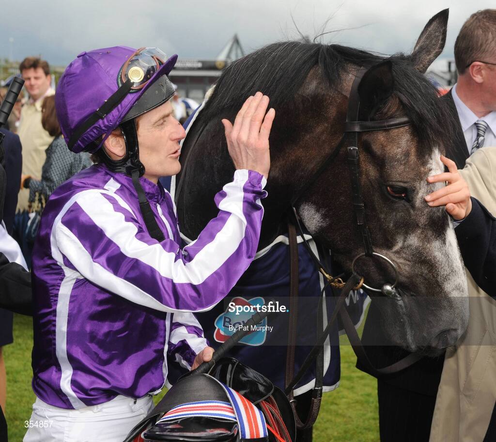 23 May 2009; Jockey Johnny Murtagh congratulates his mount Mastercraftsman who won the Boylesports.com Irish 2,000 Guineas. Boylesports.com Irish Guineas Festival 2009, Curragh Racecourse, Co. Kildare. Picture credit: Pat Murphy / SPORTSFILE