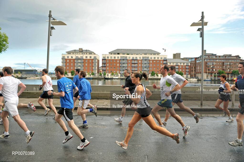 19 May 2009; Close to 2,500 walkers, joggers and runners of all abilities took part in the annual Docklands Fun Run this evening. An estimated €12,000 was raised for designated charity, Irish Autism Action. The first man over the finish line was Paul O'Connell, from Dublin, who completed the 8km run in 25 minutes and 51 seconds. Caitriona Jennings was the first woman home, in a time of 30 minutes and 02 seconds. Docklands Grand Canal Square, Dublin. Picture credit: Brendan Moran / SPORTSFILE