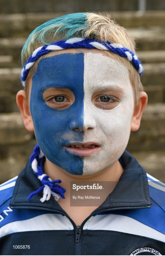 11 October 2015; St Patrick's supporter Darragh Boucher, age 7, ahead of the game. Renault Ireland Wicklow County Senior Football Championship Final, Rathnew v St Patrick's. County Grounds, Aughrim, Co. Wicklow. Picture credit: Ray McManus / SPORTSFILE