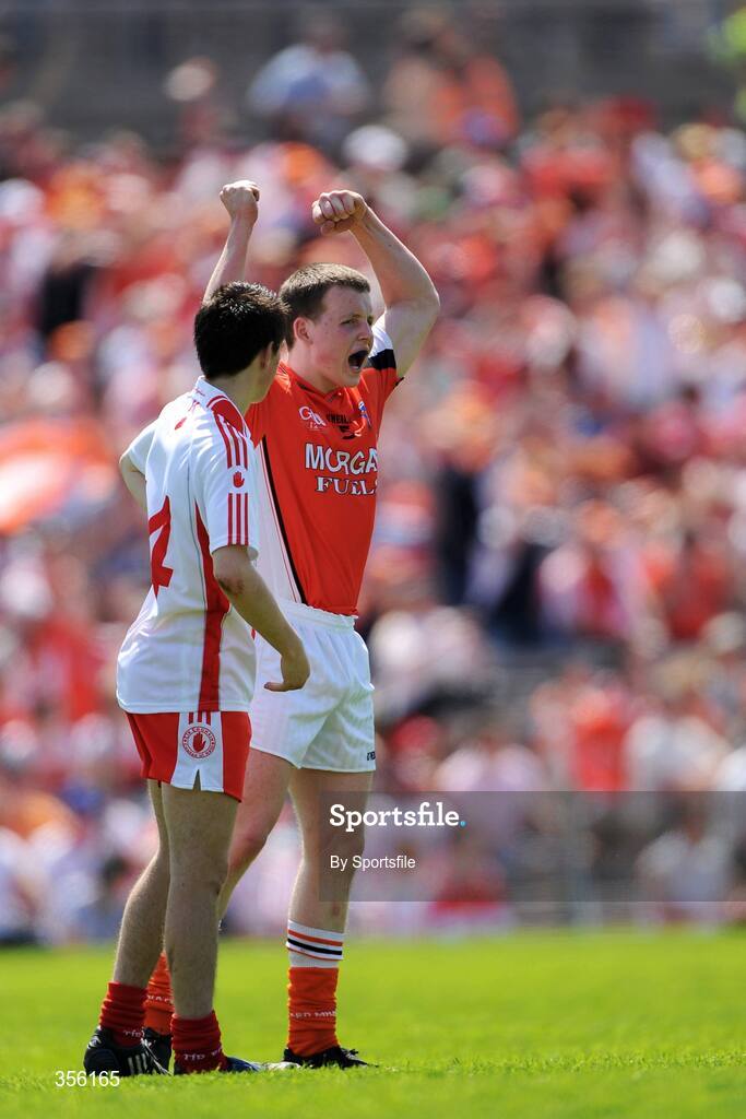 31 May 2009; Declan McKenna, Armagh, celebrates at the end of the game. Ulster GAA Football Minor Championship, Tyrone v Armagh, St. Tiernach's Park, Clones, Co.Monaghan. Photo by Sportsfile