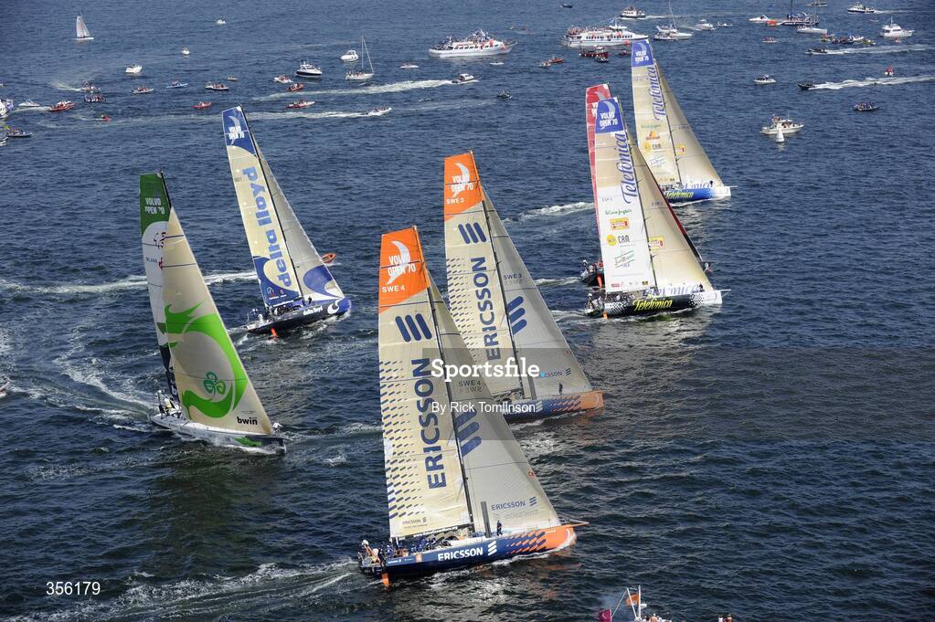 30 May 2009; Green Dragon, left, skippered by Ian Walker during the race. In-port race day, during the Volvo Ocean Race 2008-09, in Galway Bay, Galway. Picture credit: Rick Tomlinso / Volvo Ocean Race / SPORTSFILE