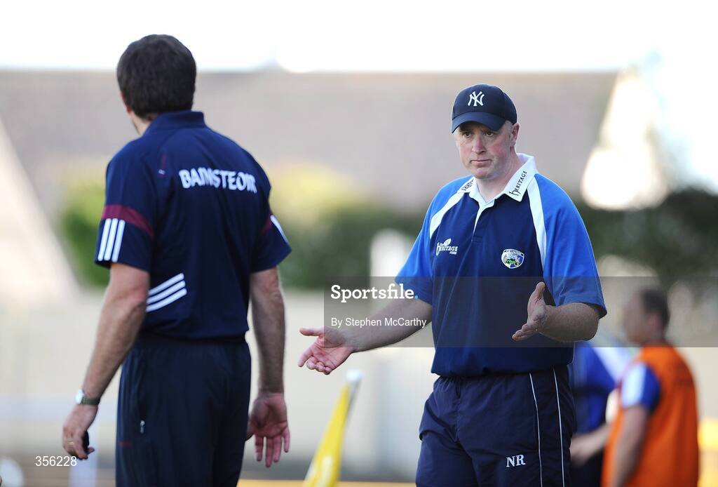 31 May 2009; Laois manager Niall Rigney in conversation with Galway manager John McIntyre during the closing moments of the game. Leinster GAA Hurling Senior Championship Quarter-Final, Laois v Galway, O'Moore Park, Portlaoise, Co. Laois. Picture credit: Stephen McCarthy / SPORTSFILE