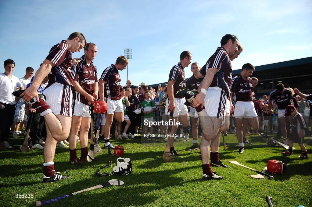 31 May 2009; Galway players warm down surrounded by supporters after the match. Leinster GAA Hurling Senior Championship Quarter-Final, Laois v Galway, O'Moore Park, Portlaoise, Co. Laois. Picture credit: Stephen McCarthy / SPORTSFILE