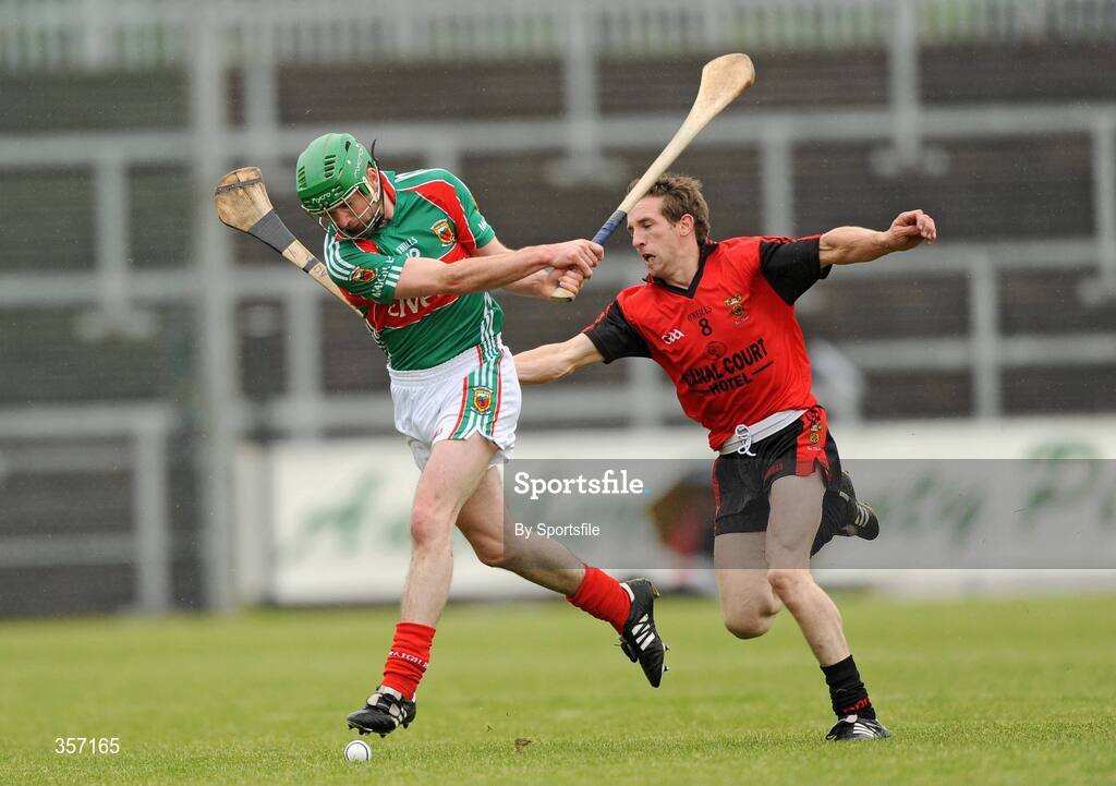 6 June 2009; David Dowling, Mayo, in action against Andy Savage, Down. Christy Ring Cup Semi-Final, Down v Mayo, Pairc Esler, Newry, Co. Down. Photo by Sportsfile
