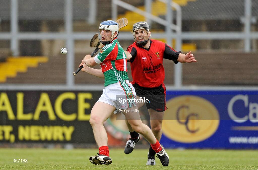 6 June 2009; Derek McConn, Mayo, in action against Aaron Dynes, Down. Christy Ring Cup Semi-Final, Down v Mayo, Pairc Esler, Newry, Co. Down. Photo by Sportsfile