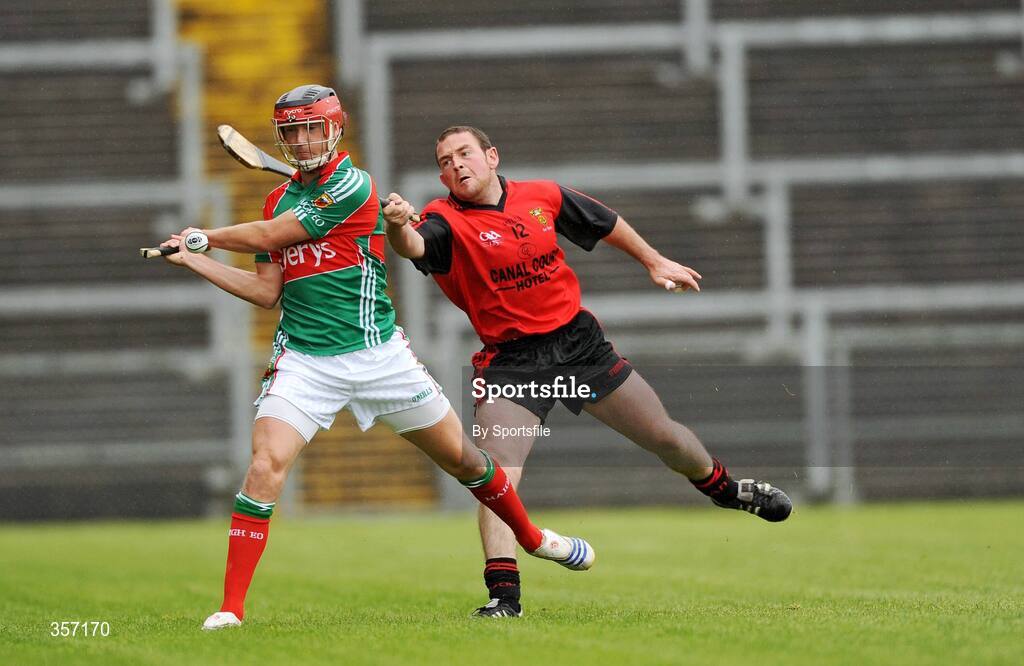 6 June 2009; Keith Higgins, Mayo, in action against Simon Wilson, Down. Christy Ring Cup Semi-Final, Down v Mayo, Pairc Esler, Newry, Co. Down. Photo by Sportsfile