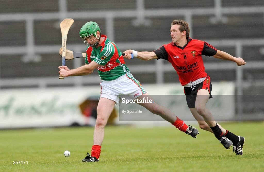 6 June 2009; David Dowling, Mayo, in action against Andy Savage, Down. Christy Ring Cup Semi-Final, Down v Mayo, Pairc Esler, Newry, Co. Down. Photo by Sportsfile