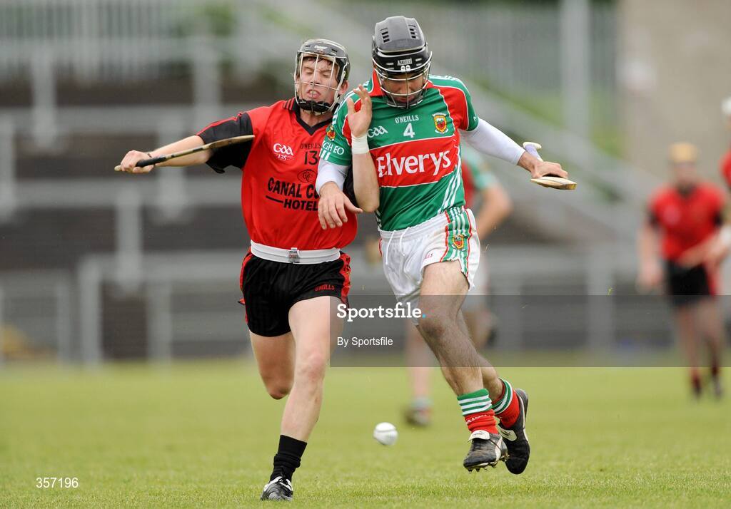 6 June 2009; James Coyle, Down, in action against Paul Hunt, Mayo. Christy Ring Cup Semi-Final, Down v Mayo, Pairc Esler, Newry, Co. Down. Photo by Sportsfile