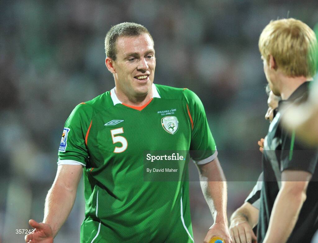 6 June 2009; Richard Dunne, Republic of Ireland celebrates at the end of the game. 2010 FIFA World Cup Qualifier, Bulgaria v Republic of Ireland, Vasil Levski Stadion, Sofia, Bulgaria. Picture credit: David Maher / SPORTSFILE