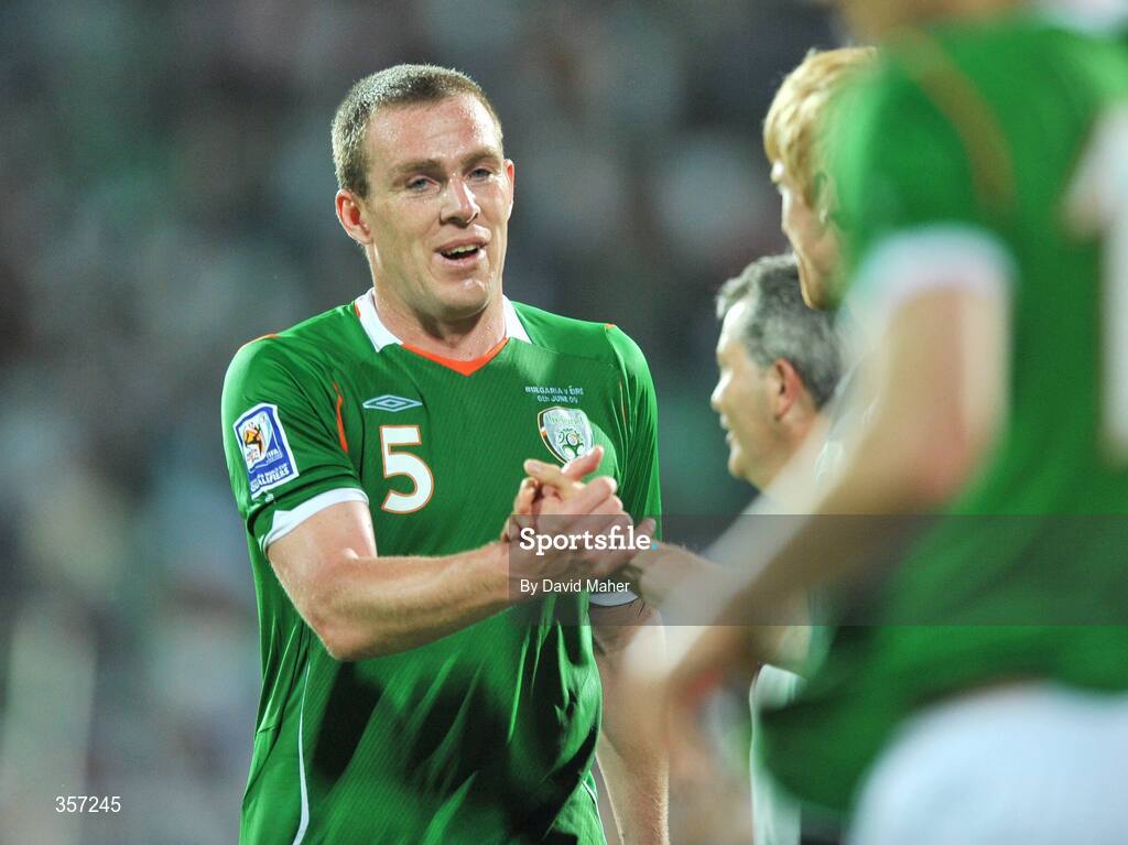 6 June 2009; Richard Dunne, Republic of Ireland celebrates at the end of the game. 2010 FIFA World Cup Qualifier, Bulgaria v Republic of Ireland, Vasil Levski Stadion, Sofia, Bulgaria. Picture credit: David Maher / SPORTSFILE