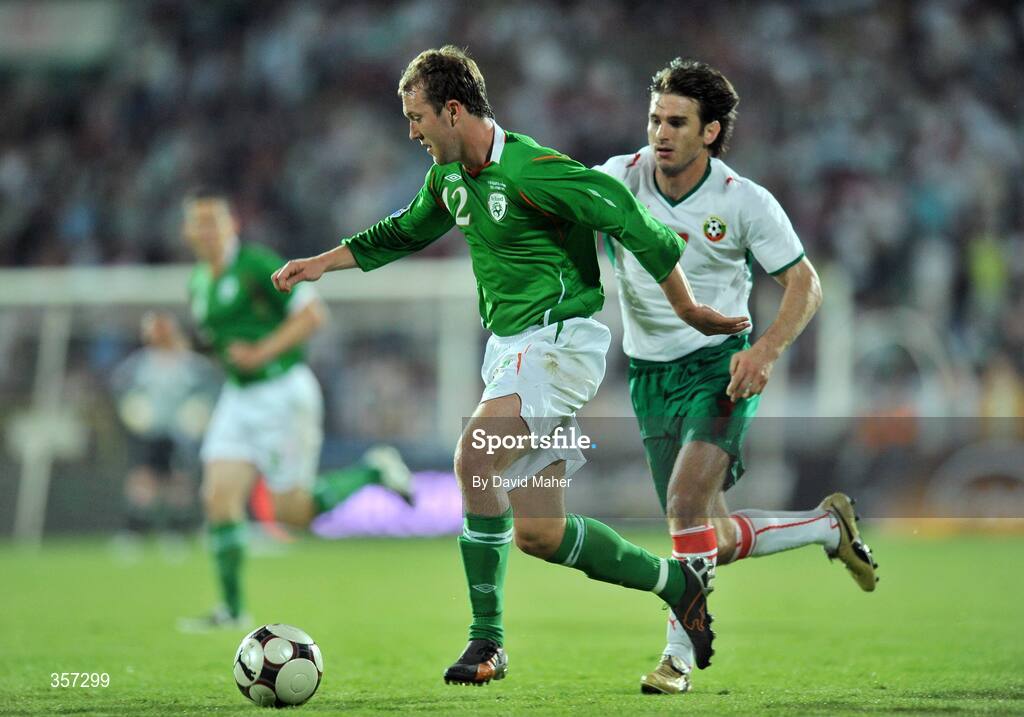 6 June 2009; Aiden McGeady, Republic of Ireland, in action against Velizar Dimitrov, Bulgaria. 2010 FIFA World Cup Qualifier, Bulgaria v Republic of Ireland, Vasil Levski Stadion, Sofia, Bulgaria. Picture credit: David Maher / SPORTSFILE