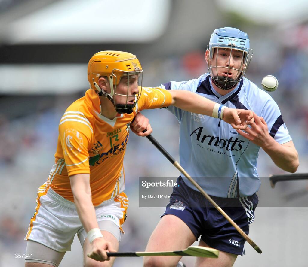 7 June 2009; Conor John McGourty, Antrim, in action against Joe Boland, Dublin. Leinster GAA Hurling Senior Championship First Round, Dublin v Antrim, Croke Park, Dublin. Picture credit: David Maher / SPORTSFILE