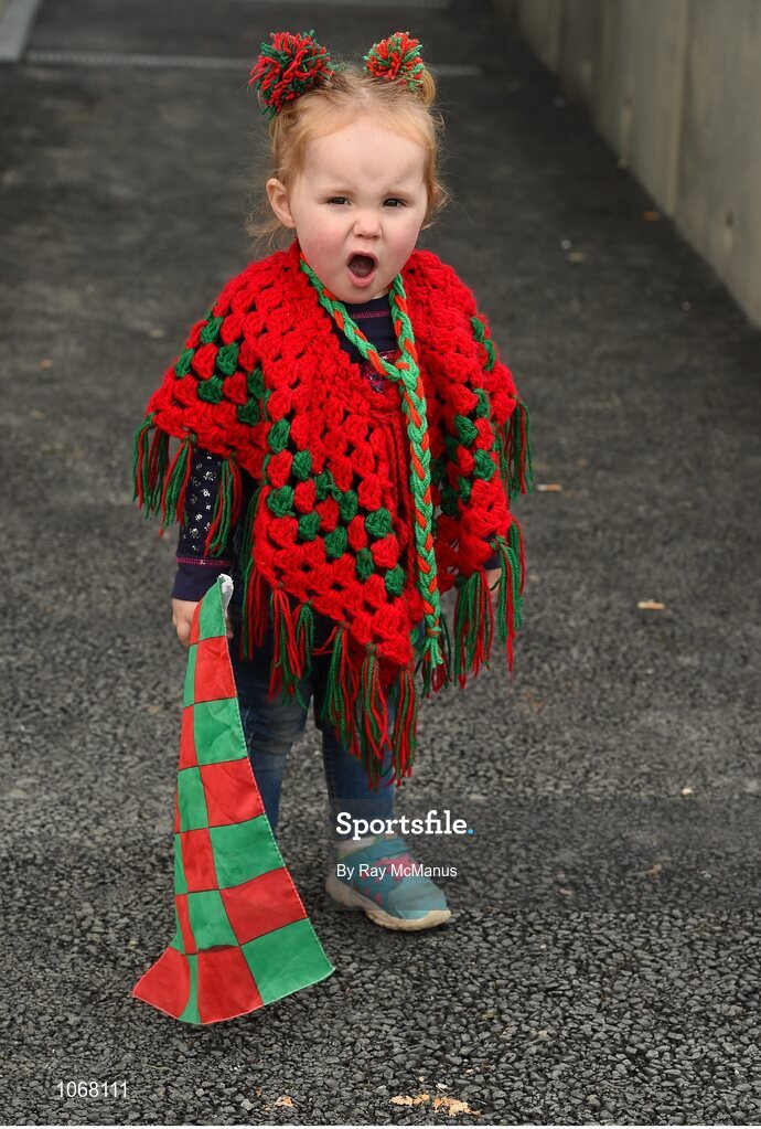 11 October 2015; Bailee Byrne, age 3, from Rathnew, Co. Wicklow, ahead of the game. Renault Ireland Wicklow County Senior Football Championship Final, Rathnew v St Patrick's. County Grounds, Aughrim, Co. Wicklow. Picture credit: Ray McManus / SPORTSFILE