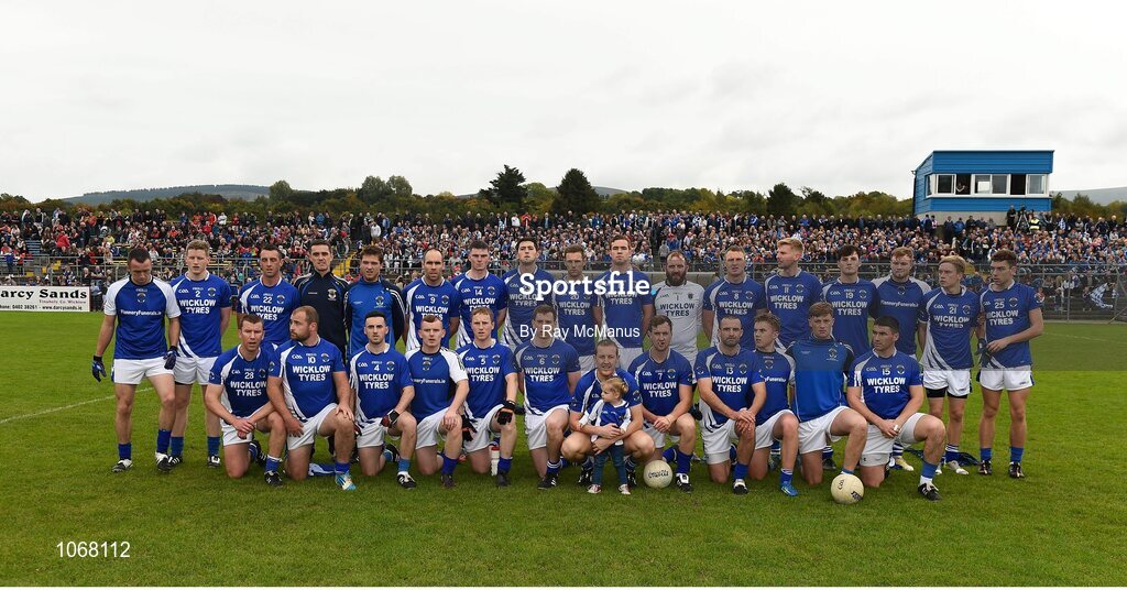 11 October 2015; The St Patrick's team. Renault Ireland Wicklow County Senior Football Championship Final, Rathnew v St Patrick's. County Grounds, Aughrim, Co. Wicklow. Picture credit: Ray McManus / SPORTSFILE