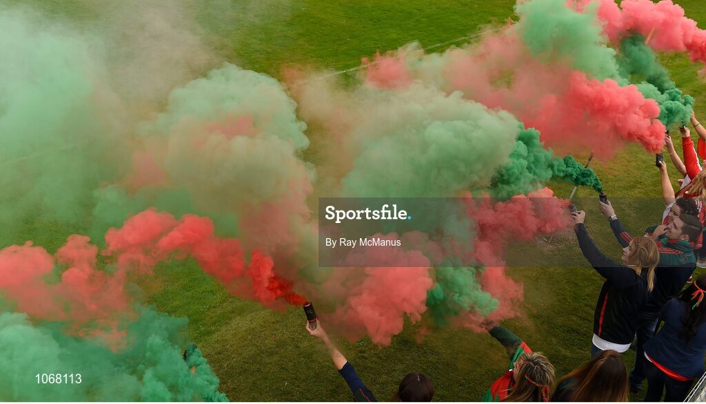 11 October 2015; Rathnew supporters before the game. Renault Ireland Wicklow County Senior Football Championship Final, Rathnew v St Patrick's. County Grounds, Aughrim, Co. Wicklow. Picture credit: Ray McManus / SPORTSFILE