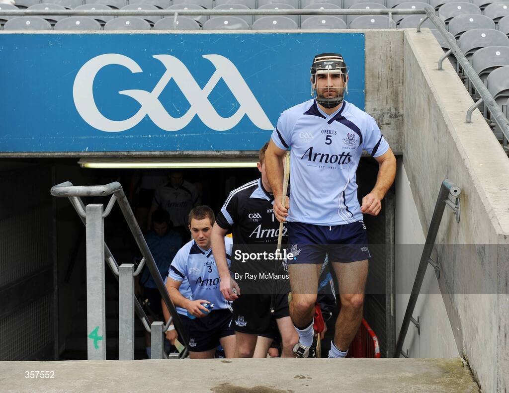 7 June 2009; Dublin captain Stephen Hiney leads out the team. Leinster GAA Hurling Senior Championship First Round, Dublin v Antrim, Croke Park, Dublin. Picture credit: Ray McManus / SPORTSFILE