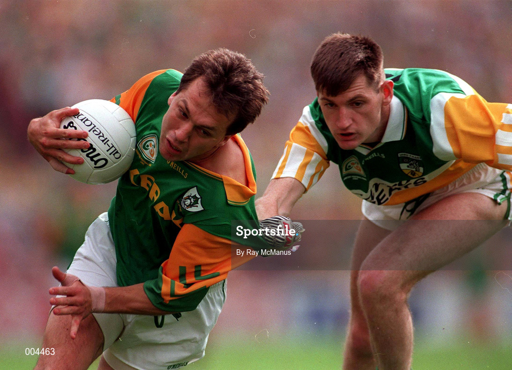 16 August 1997; Larry Carroll of Offaly in action against Brendan Reilly of Meath during the Leinster GAA Senior Football Championship Final match between Offaly and Meath at Croke Park in Dublin. Photo by Ray McManus/Sportsfile