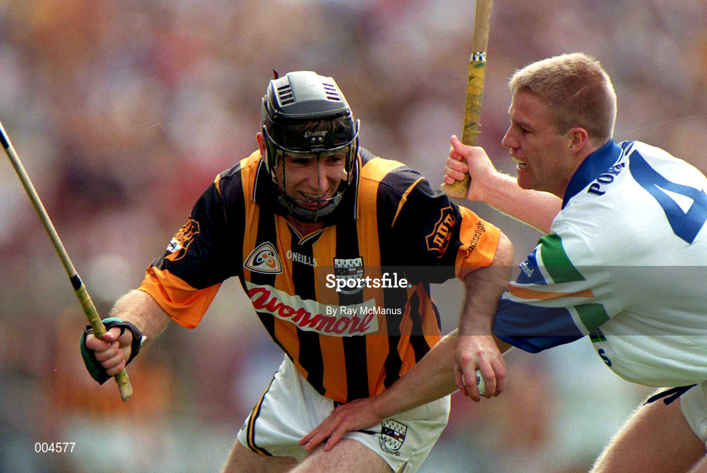 16 August 1998, DJ Carey of Kilkenny in action against Brian Flannery of Waterford during the GAA Hurling All-Ireland Senior Championship Semi-Final match between Kilkenny and Waterford at Croke Park in Dublin. Photo by Ray McManus/SPORTSFILE