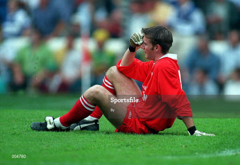 28 September 1997. Gareth Maguire Tyrone Minor goalkeeper at the end of the match, All Ireland Minor Football Final, Croke Park. Picture Credit: Ray McManus/SPORTSFILE