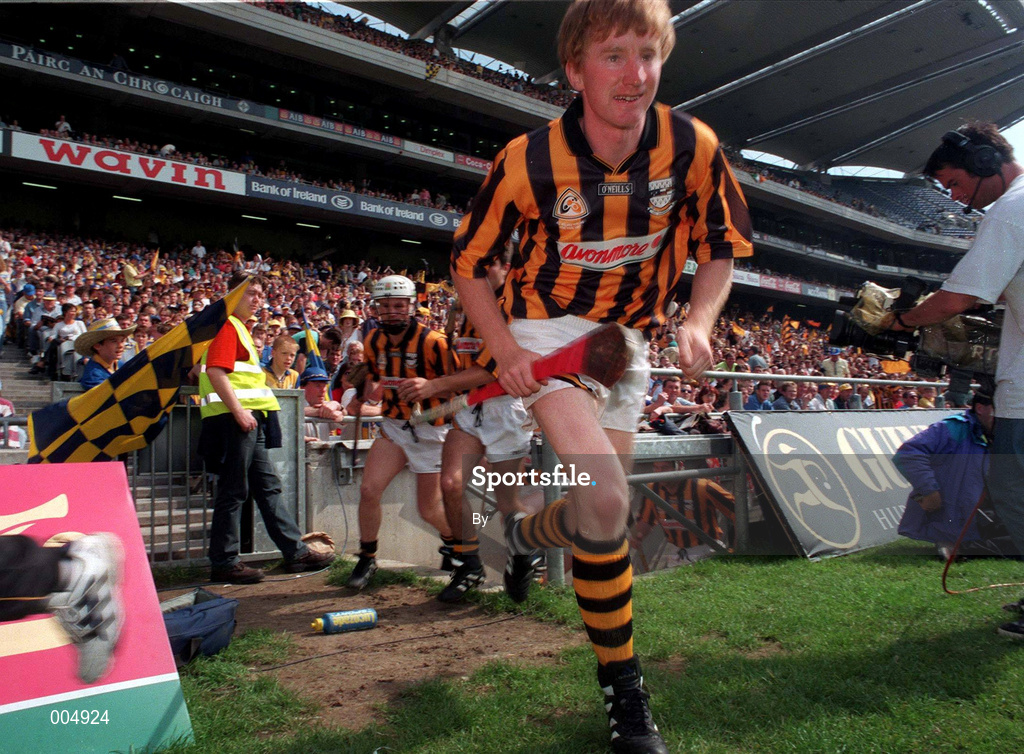 10 August 1997. Kilkenny's John Power enters the field before the game, All-Ireland Hurling semi-final, Clare v Kilkenny, Croke Park, Dublin. Picture Credit: Brendan Moran/SPORTSFILE.