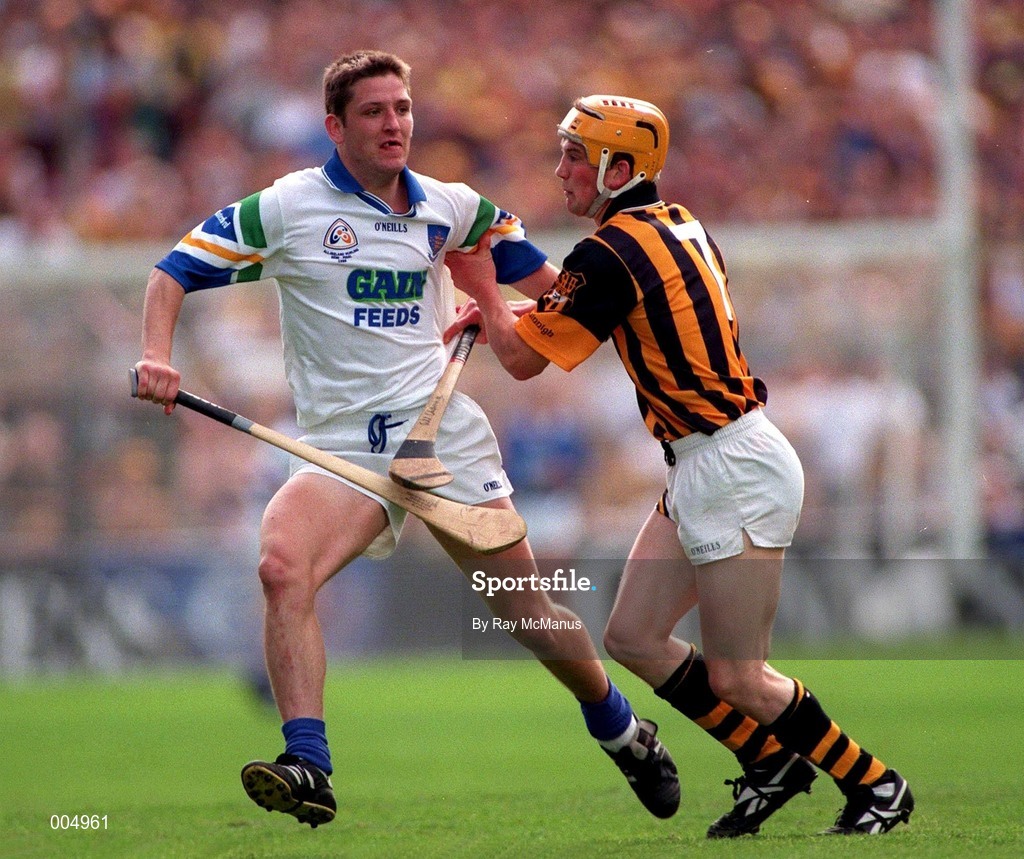 16 August 1998; Ken McGrath of Waterford in action against Liam Keoghan of Kilkenny during the GAA Hurling All-Ireland Senior Championship Semi-Final match between Kilkenny and Waterford at Croke Park in Dublin. Photo by Ray McManus/Sportsfile