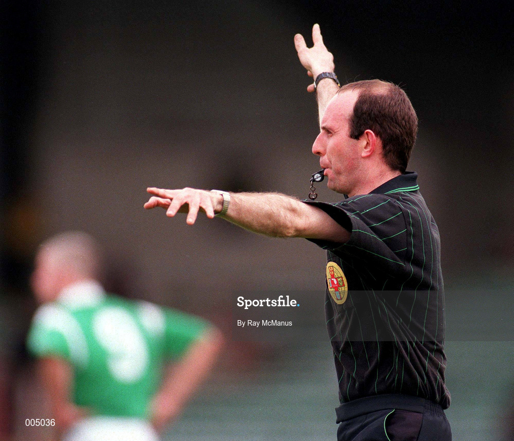 10 May 1998; Referee Michael Collins during the Munster GAA Football Senior Championship First Round match between Limerick and Tipperary at Gaelic Grounds in Limerick. Photo by Ray McManus/Sportsfile