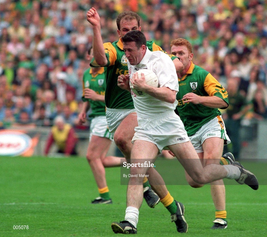 2 August 1998; Niall Buckley of Kildare in action against John McDermott of Meath during the Leinster GAA Football Senior Championship Final match between Kildare and Meath at Croke Park in Dublin. Photo by David Maher/Sportsfile