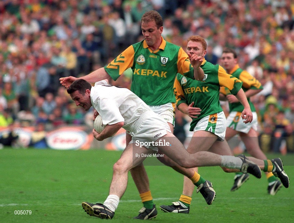 2 August 1998; Niall Buckley of Kildare in action against John McDermott of Meath during the Leinster GAA Football Senior Championship Final match between Kildare and Meath at Croke Park in Dublin. Photo by David Maher/Sportsfile