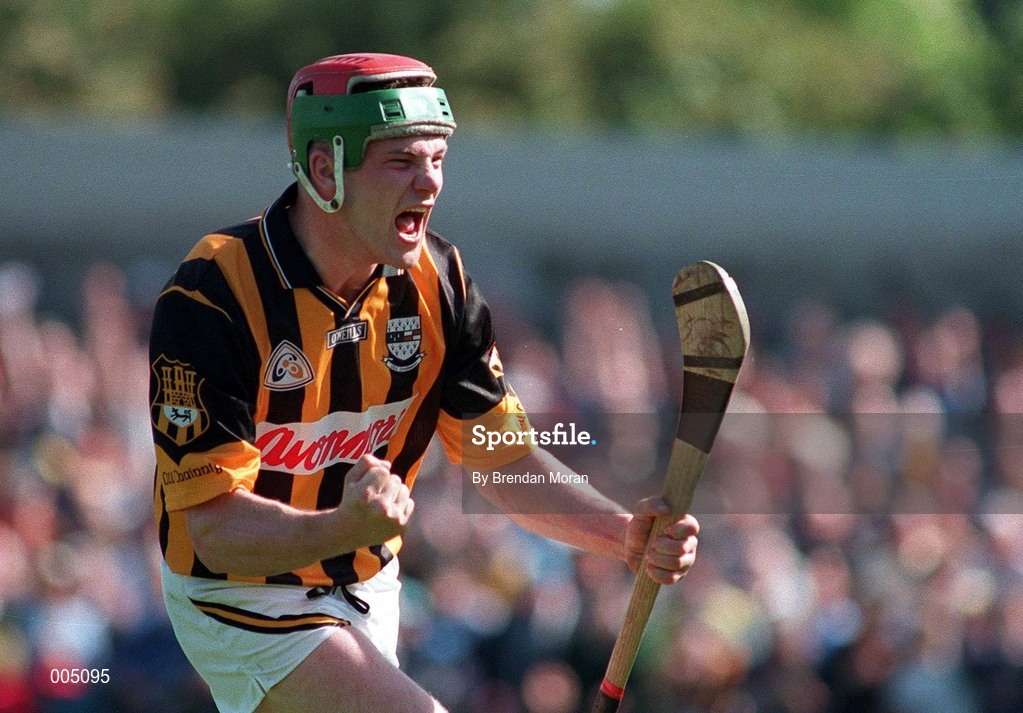 31 May 1998; Niall Moloney of Kilkenny celebrates after scoring a goal during the Leinster GAA Hurling Senior Championship Quarter-Final match betwenn Dublin and Kilkenny at Parnell Park in Dublin. Photo by Brendan Moran/Sportsfile