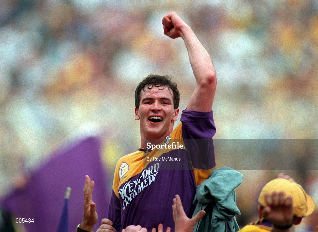 1 September 1996; Adrian Fenlon of Wexford celebrates his side's victory after the GAA All-Ireland Senior Hurling Championship Final match between Wexford and Limerick at Croke Park in Dublin. Photo by Ray McManus/Sportsfile