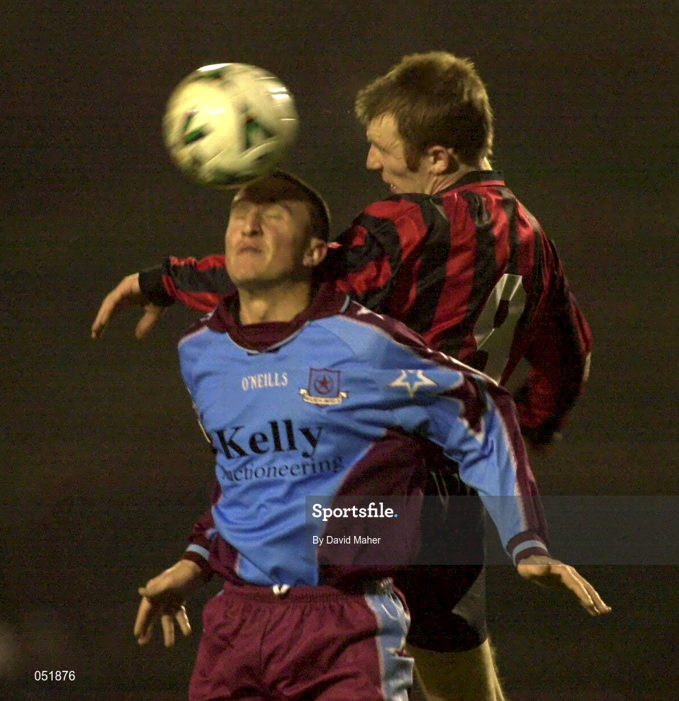 5 January 2001; Trevor Molloy of Bohemians in action against John Butler of Drogheda United during the FAI Harp Lager Cup Second Round match between Bohemians and Drogheda United at Dalymount Park in Dublin. Photo by David Maher/Sportsfile