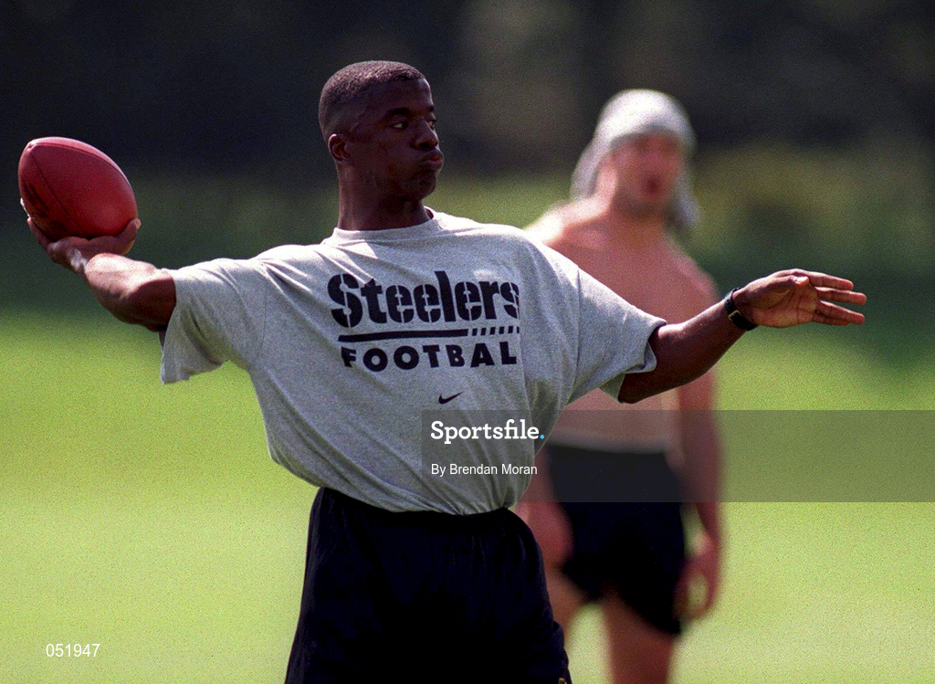 22 July 1997; Quarterback Kordell Stewart during a Pittsburgh Steelers training session at UCD in Belfield, Dublin. Photo by Brendan Moran/Sportsfile