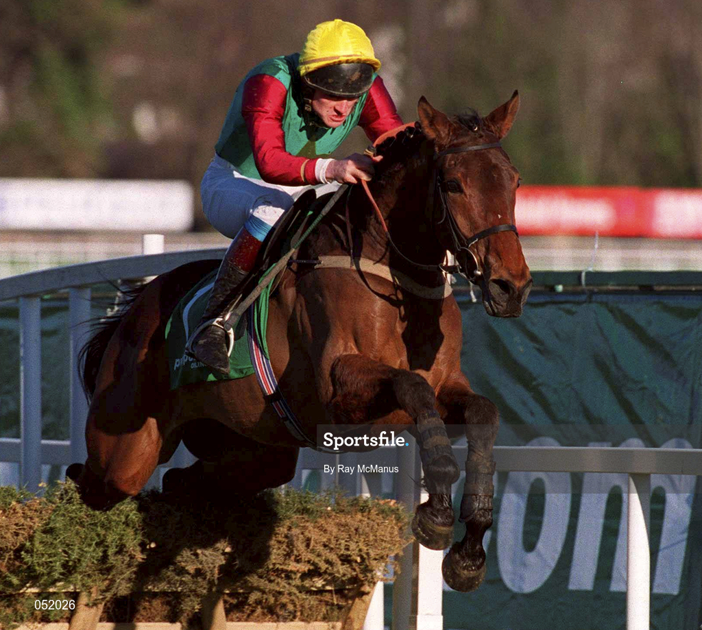 27 December 2000; Benovia, with Ruby Walsh up, jumps the last on their way to winning the paddypower.com Festival 3-Y-O Hurdle on Day Two of the Leopardstown Christmas Festival at Leopardstown Racecourse in Dublin. Photo by Ray McManus/Sportsfile