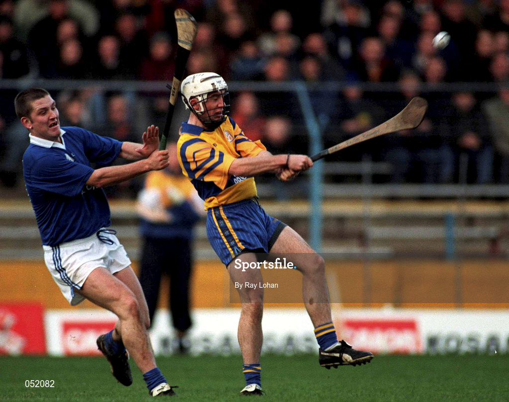 26 November 2000; Brian Kennedy of Sixmilebridge in action against Ken McGrath of Mount Sion during the AIB Munster Senior Hurling Club Championship Final match between Sixmilebridge and Mount Sion at Semple Stadium in Thurles, Tipperary. Photo by Ray Lohan/Sportsfile