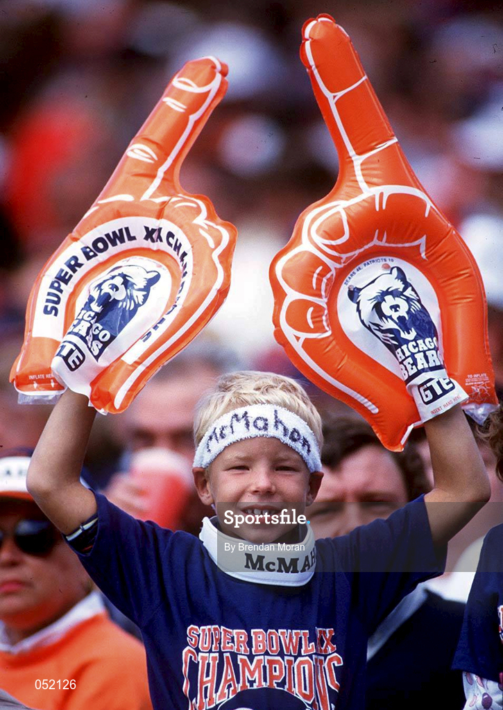 27 July 1997; A Chicago Bears fan during the American Bowl match between Chicago Bears and Pittsburgh Steelers at Croke Park in Dublin. Photo by Sportsfile