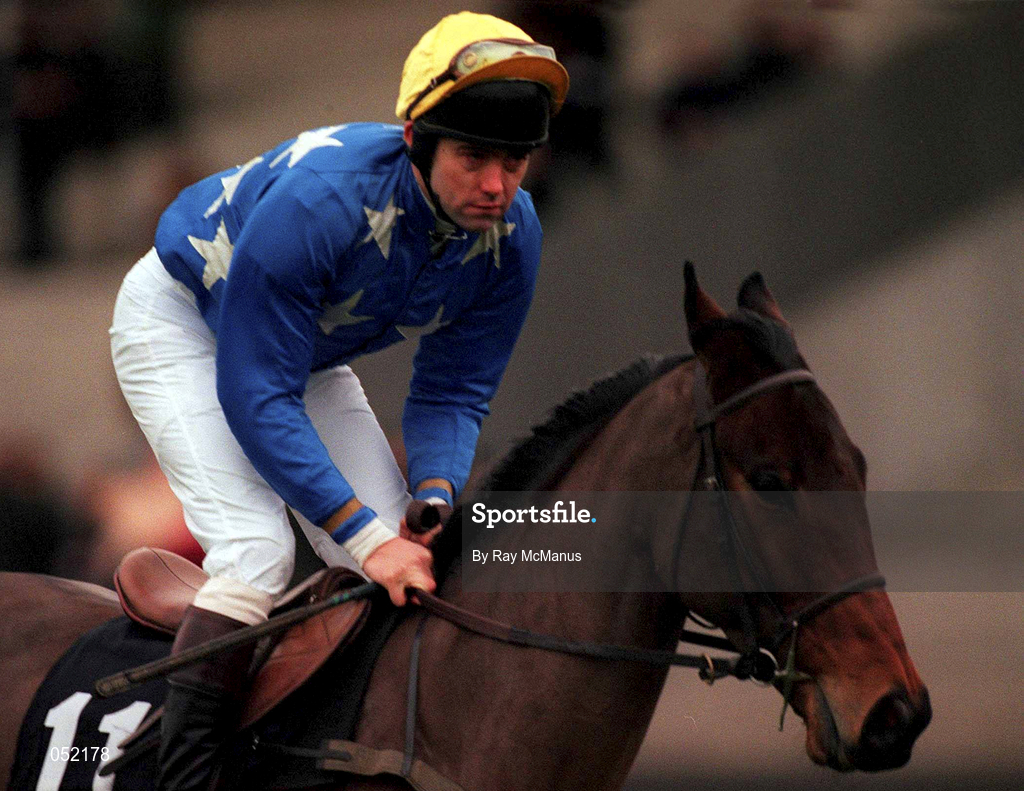 26 December 2000; Private Ryan, with Conor O'Dwyer up, go to post prior to the Denny WAIFOS Maiden Hurdle on Day One of the Leopardstown Christmas Festival at Leopardstown Racecourse in Dublin. Photo by Ray McManus/Sportsfile