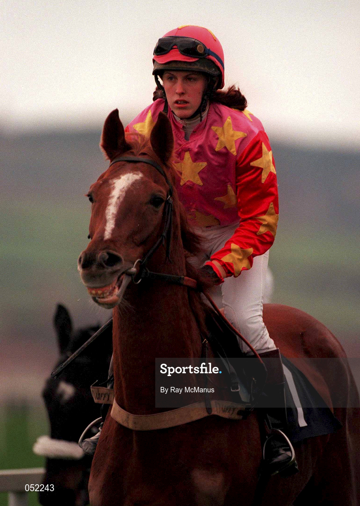 26 December 2000; Fate Of The Wind, with Derivla Duffy up, go to post prior to the Kerry Spring Maiden Hurdle on Day One of the Leopardstown Christmas Festival at Leopardstown Racecourse in Dublin. Photo by Ray McManus/Sportsfile