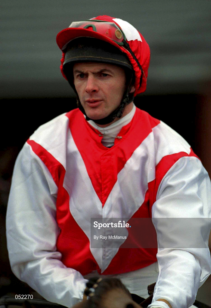 16 January 2000; Jockey David Evans prior to riding Wall St Station in the Goosander (Colts & Geldings) Maiden Hurdle at Fairyhouse Racecourse in Meath. Photo by Ray McManus/Sportsfile