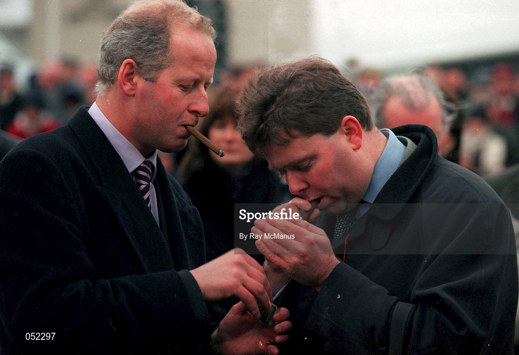 26 December 2000; Trainer Tom Taaffe, trainer, left, and Conor Clarkson on Day One of the Leopardstown Christmas Festival at Leopardstown Racecourse in Dublin. Photo by Ray McManus/Sportsfile