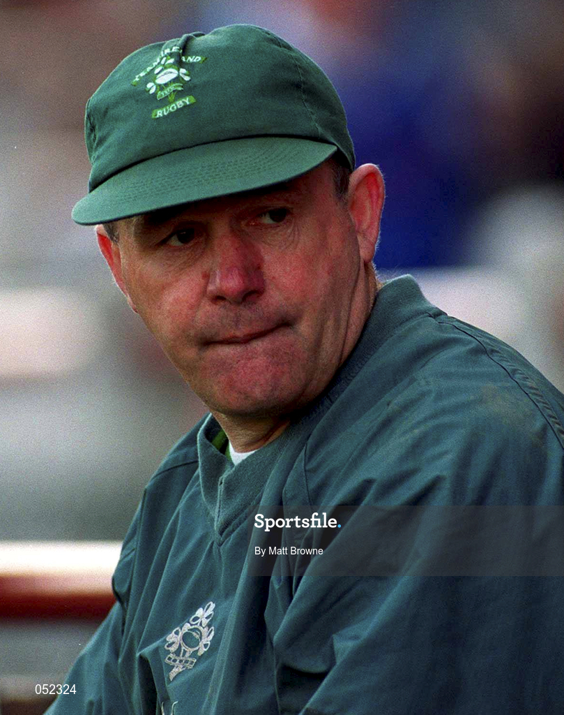 28 April 2000; Ireland coach Denis Magnier during the 4 Nations U18 Championship match between Ireland and England at Lansdowne Road in Dublin. Photo by /Sportsfile