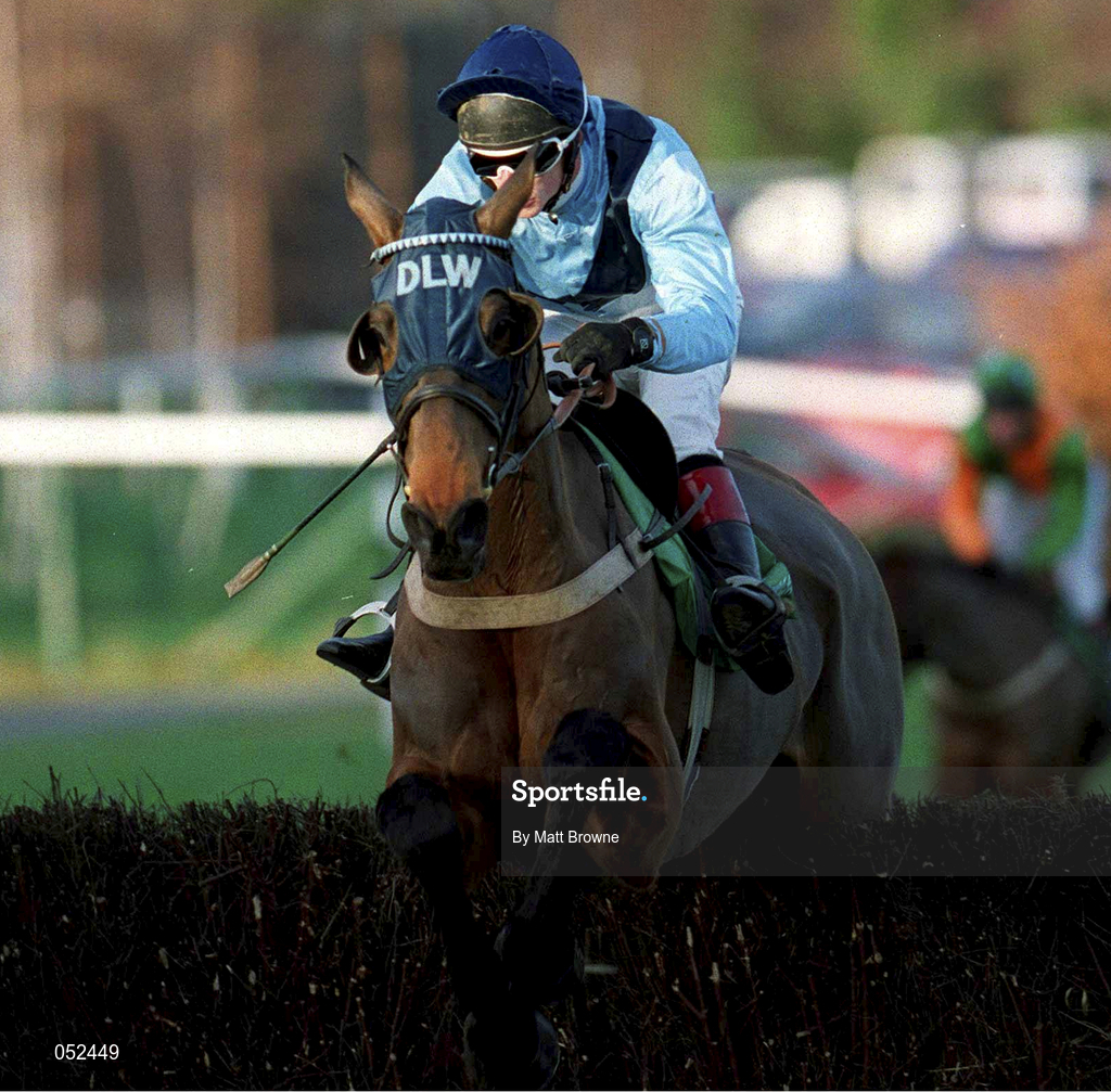 27 December 2000; Folly Road, with Tom Rudd up, jumps the last, first time round, during the paddypower.com Handicap Steeplechase on Day Two of the Leopardstown Christmas Festival at Leopardstown Racecourse in Dublin. Photo by Matt Browne/Sportsfile