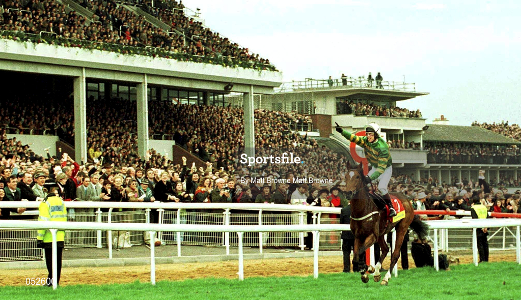 17 March 1998; Istabraq, with Charlie Swan up, on their way to winning the Smurfit Champion Hurdle on St Patrick's Day of the Cheltenham Racing Festival at Prestbury Park in Cheltenham, England. Photo by Matt Browne/Sportsfile