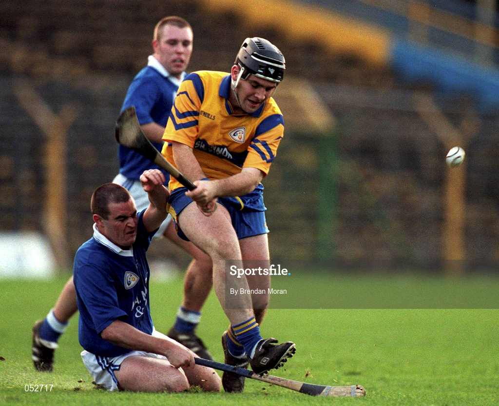 26 November 2000; John O'Meara of Sixmilebridge in action against Keith O'Neill of Mount Sion during the AIB Munster Senior Hurling Club Championship Final match between Sixmilebridge and Mount Sion at Semple Stadium in Thurles, Tipperary. Photo by Brendan Moran/Sportsfile