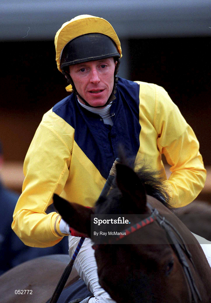 16 January 2000; Jockey Ken Whelan on Senorita Bonita prior to the Fairyhouse European Breeders Fund Mares Maiden Hurdle at Fairyhouse Racecourse in Meath. Photo by Ray McManus/Sportsfile