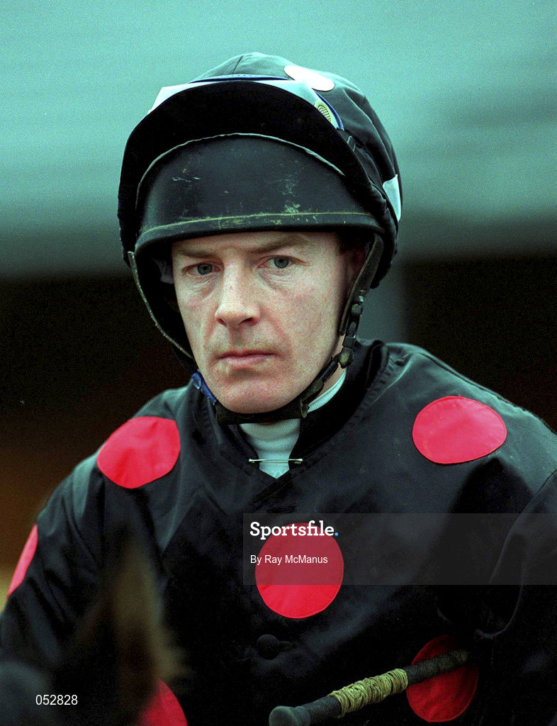 16 January 2000; Jockey Liam Cusack prior to riding The Glow-Worm in the Goosander (Colts & Geldings) Maiden Hurdle at Fairyhouse Racecourse in Meath. Photo by Ray McManus/Sportsfile