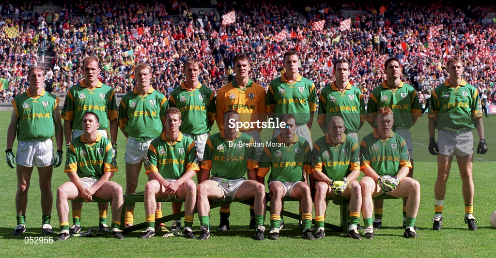 29 August 1999; The Meath players prior to the All-Ireland Senior Football Championship Semi-Final match between Meath and Armagh at Croke Park in Dublin. Photo by Brendan Moran/Sportsfile
