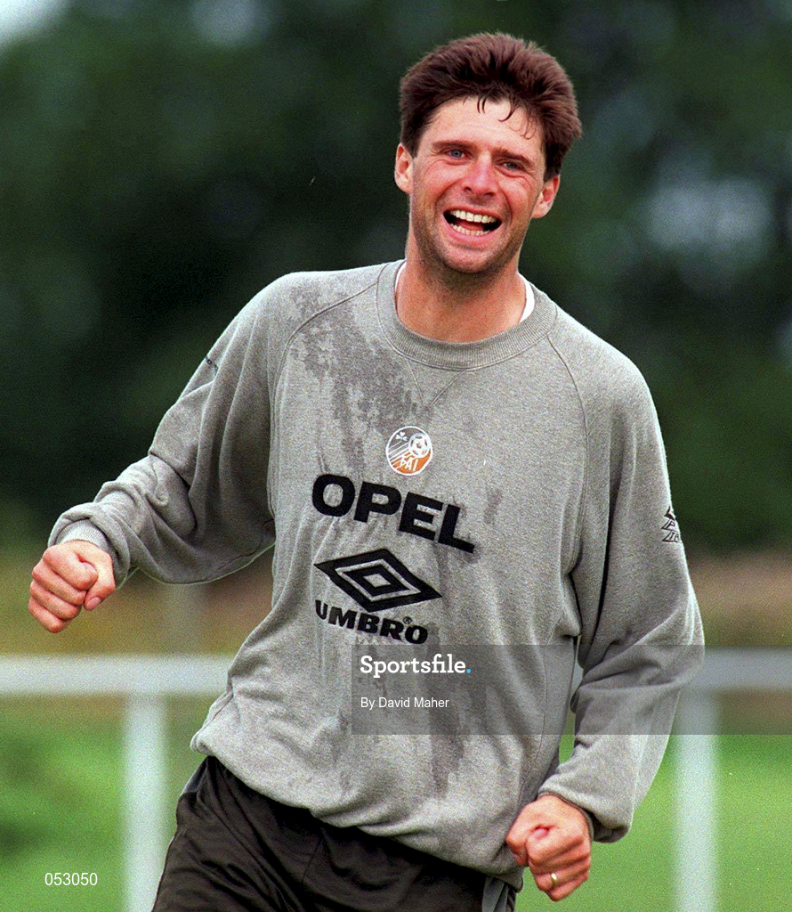14 May 1996; Niall Quinn during a Republic of Ireland squad Training session at AUL Sports Complex in Dublin. Photo by David Maher/Sportsfile