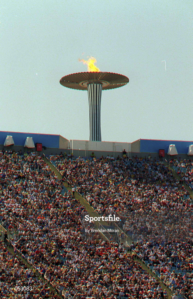22 September 2000; The Olympic tourch is seen on day 8 of the 2000 Sydney Olympic games at Stadium Australia in Sydney. Photo by Brendan Moran/Sportsfile