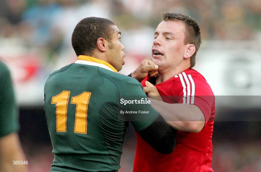 20 June 2009; Matthew Rees, British and Irish Lions, squares up against Bryan Habana, South Africa. 1st Test, South Africa v British and Irish Lions, ABSA Stadium, Durban, South Africa. Picture credit: Andrew Fosker / SPORTSFILE